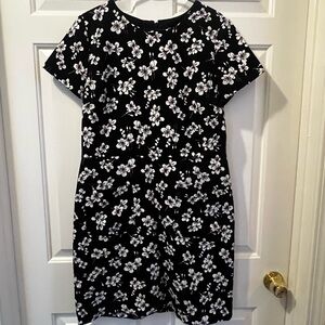 LOFT Black and White Floral Mini Dress